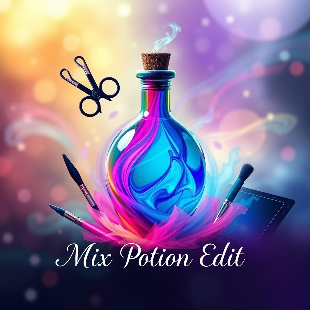 A captivating profile image for an editing page named 'Mix Potion Edit' blended with colorful and creative elements