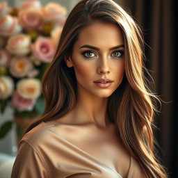 A stunning portrait of a woman with an air of elegance and poise