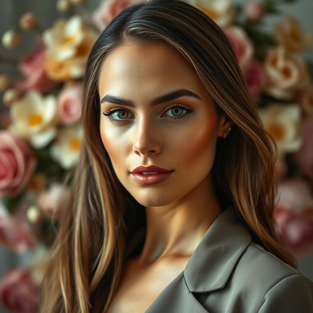 A stunning portrait of a woman with an air of elegance and poise