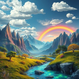 A stunningly beautiful nature background, featuring vibrant, surreal landscapes with exaggerated colors and forms