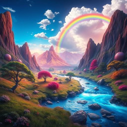 A stunningly beautiful nature background, featuring vibrant, surreal landscapes with exaggerated colors and forms