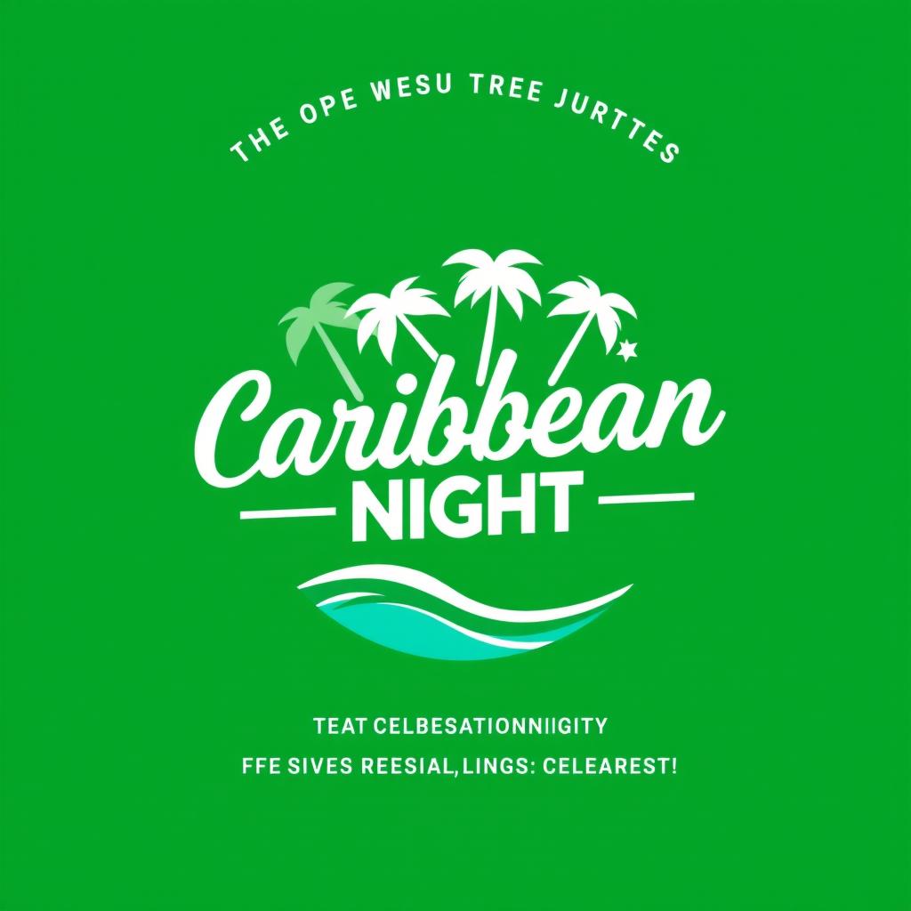 A logo design for an event titled 'Caribbean Night', featuring an open and trustworthy aesthetic