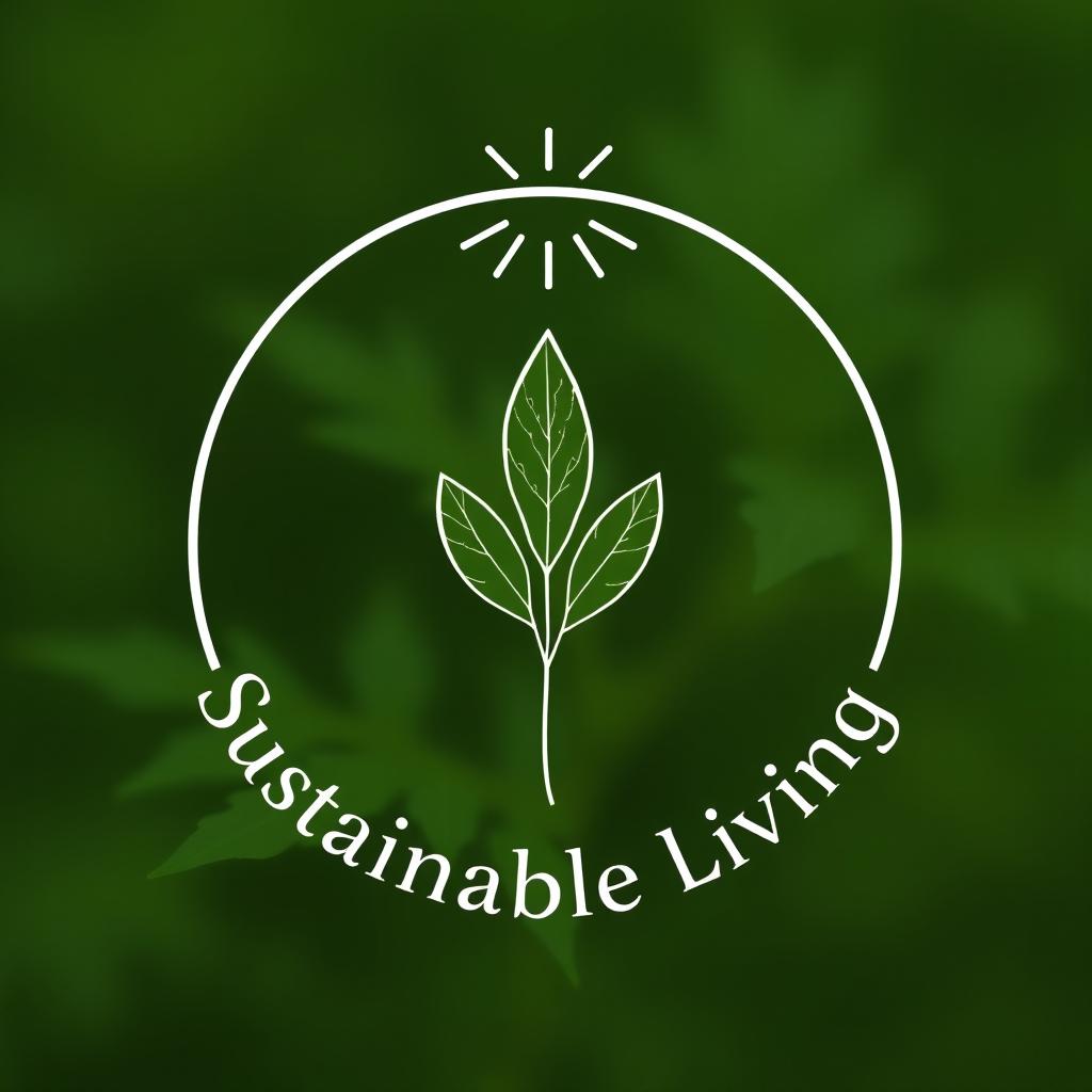 A circular logo with a natural green background