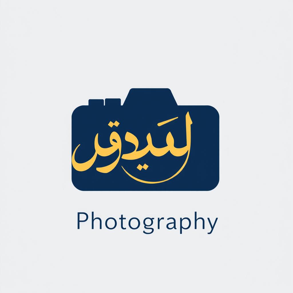 A sleek and modern logo design representing 'رؤى Photography'
