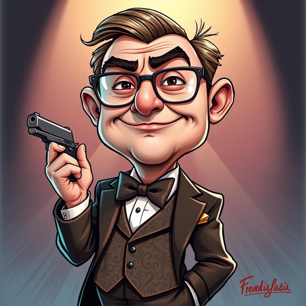 Hilarious Caricature: The Dapper Gentleman's Oversized Charm