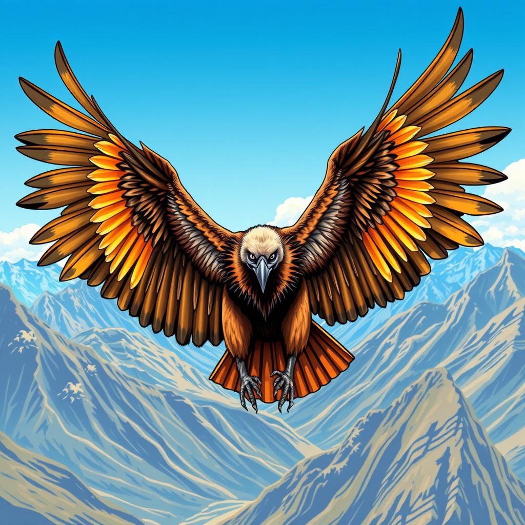 A detailed illustration featuring a majestic bearded vulture prominently at the center, replacing the eagle from the US Army logo