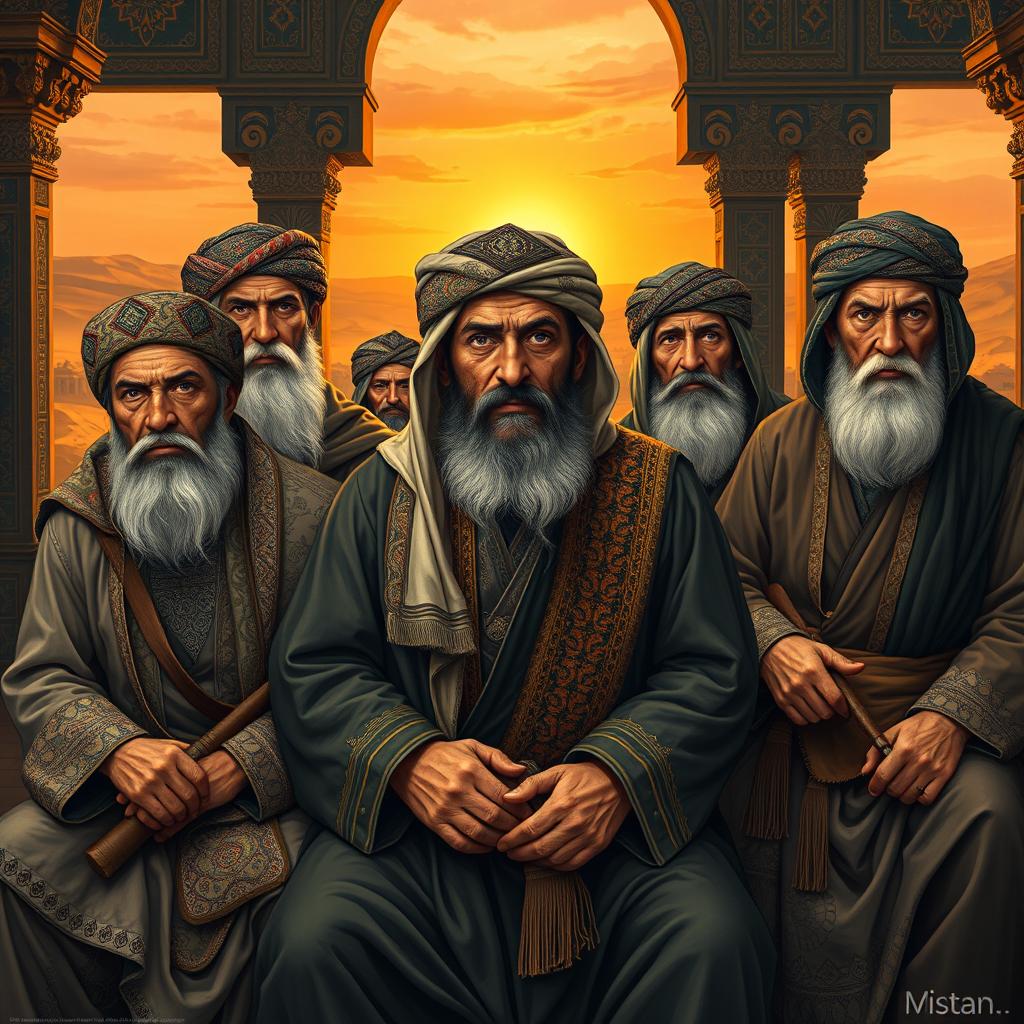 A detailed and artistic representation of the Taliban, showcasing intricate traditional Afghan clothing and cultural symbols