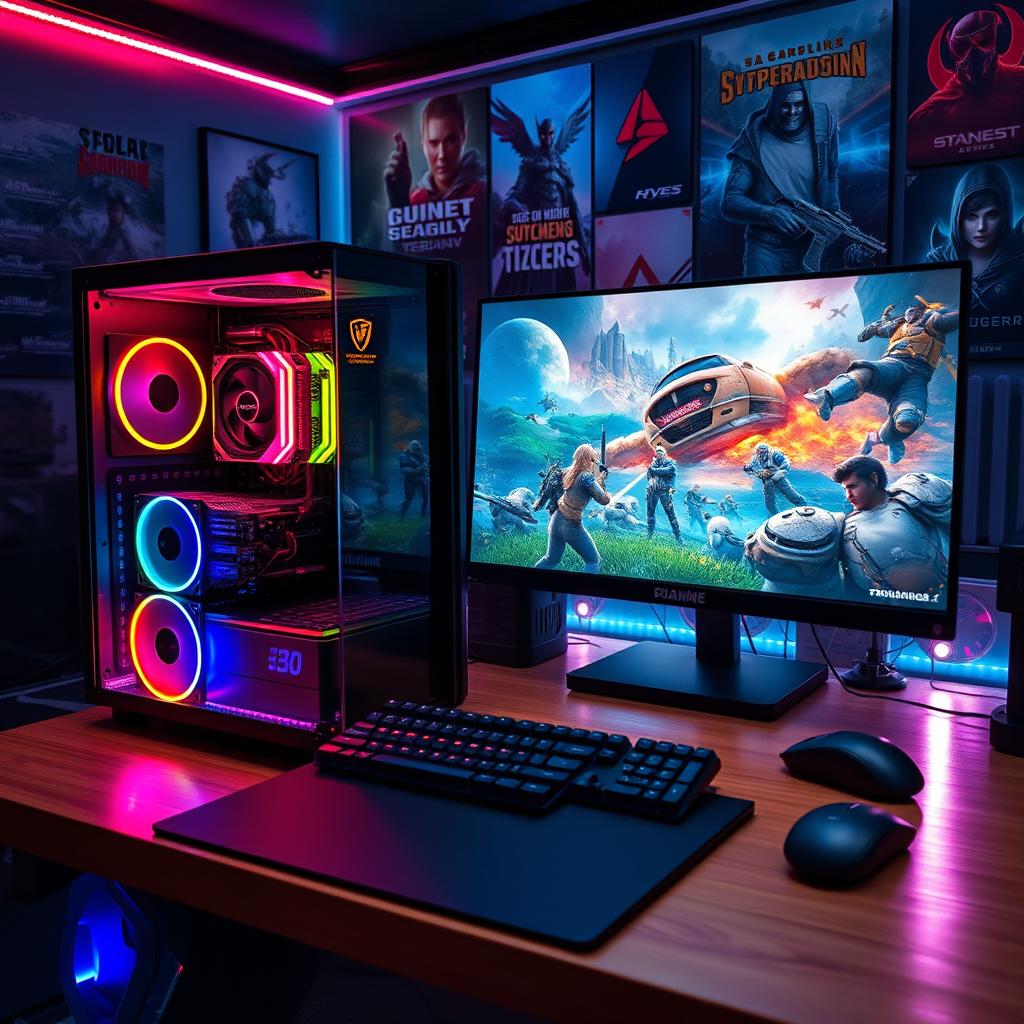 A powerful gaming PC setup featuring high-end components, designed for a budget of 60 million Indonesian Rupiah