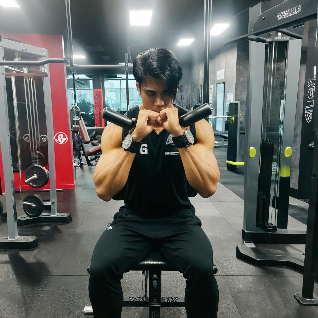 Unleash Your Strength: Muscular Bodybuilder Squatting