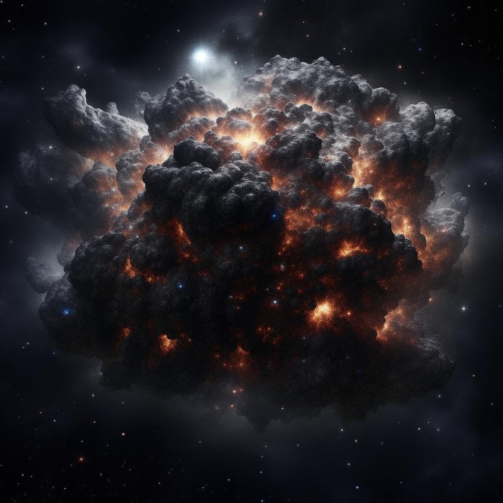 An epic rendition of dark matter, embodied as a spectacular, unseen force, pulsating with raw energy and exerting its influence on grand cosmic bodies