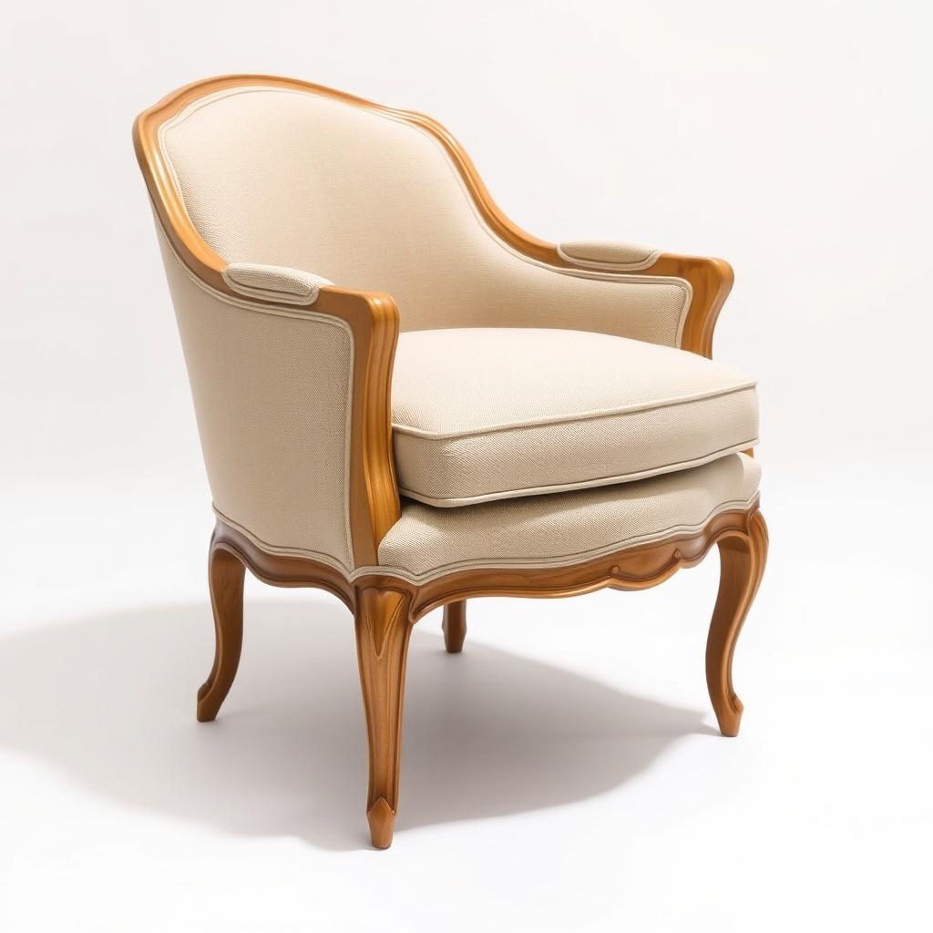 A simplistic Louis XV style chair with natural lines and a minimalist approach