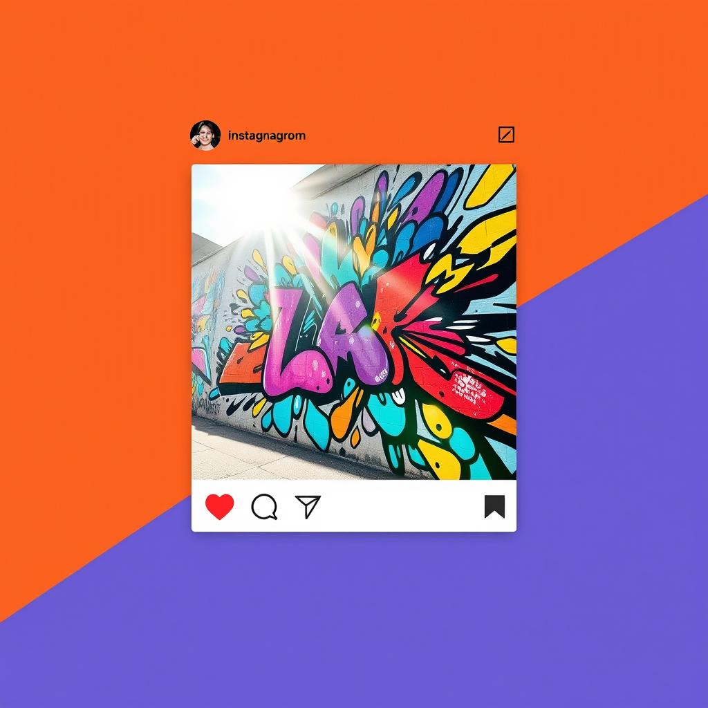 A trendy Instagram profile featuring a vibrant, artistic picture of a dynamic street art mural