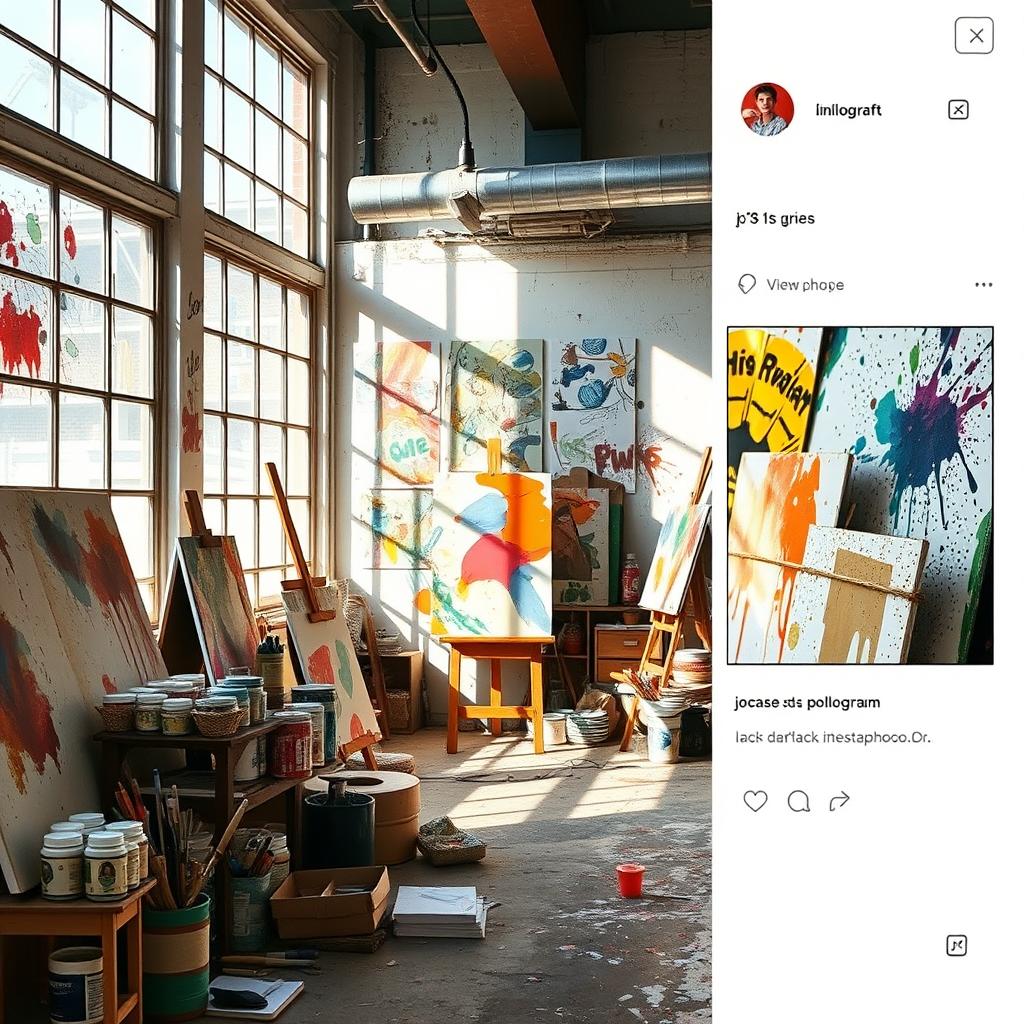 A trendy Instagram profile showcasing a captivating art subject in an eclectic style