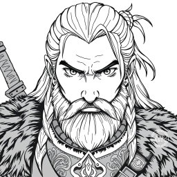 A greyscale illustration portrait in anime style of a dwarf rogue resembling Thorin Oakenshield