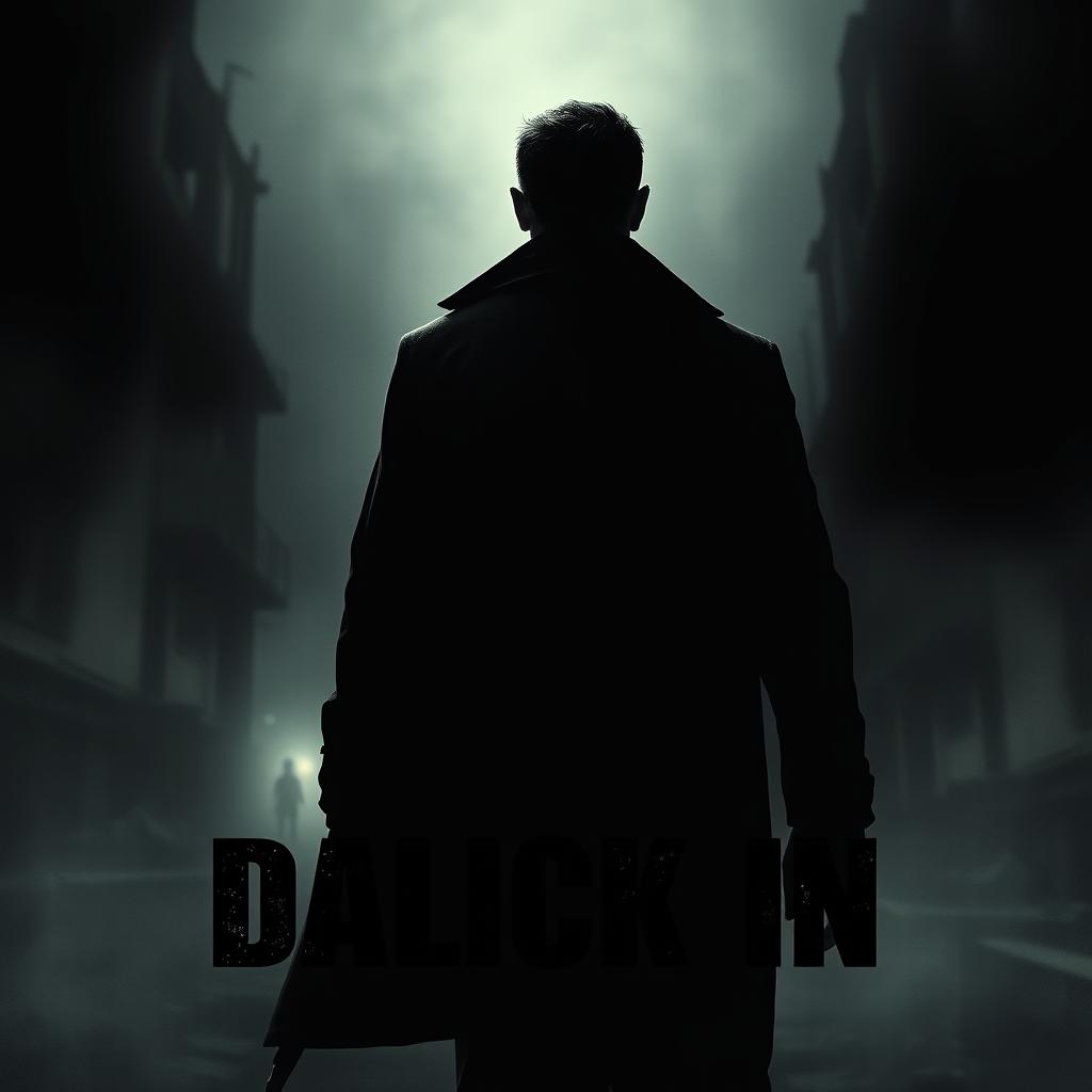 A dramatic and intense poster featuring a mysterious silhouette of a man in a dark environment, conveying a sense of tension and urgency