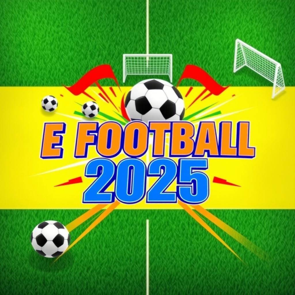 A striking and exciting banner design showcasing the words 'E FOOTBALL 2025' prominently in the center