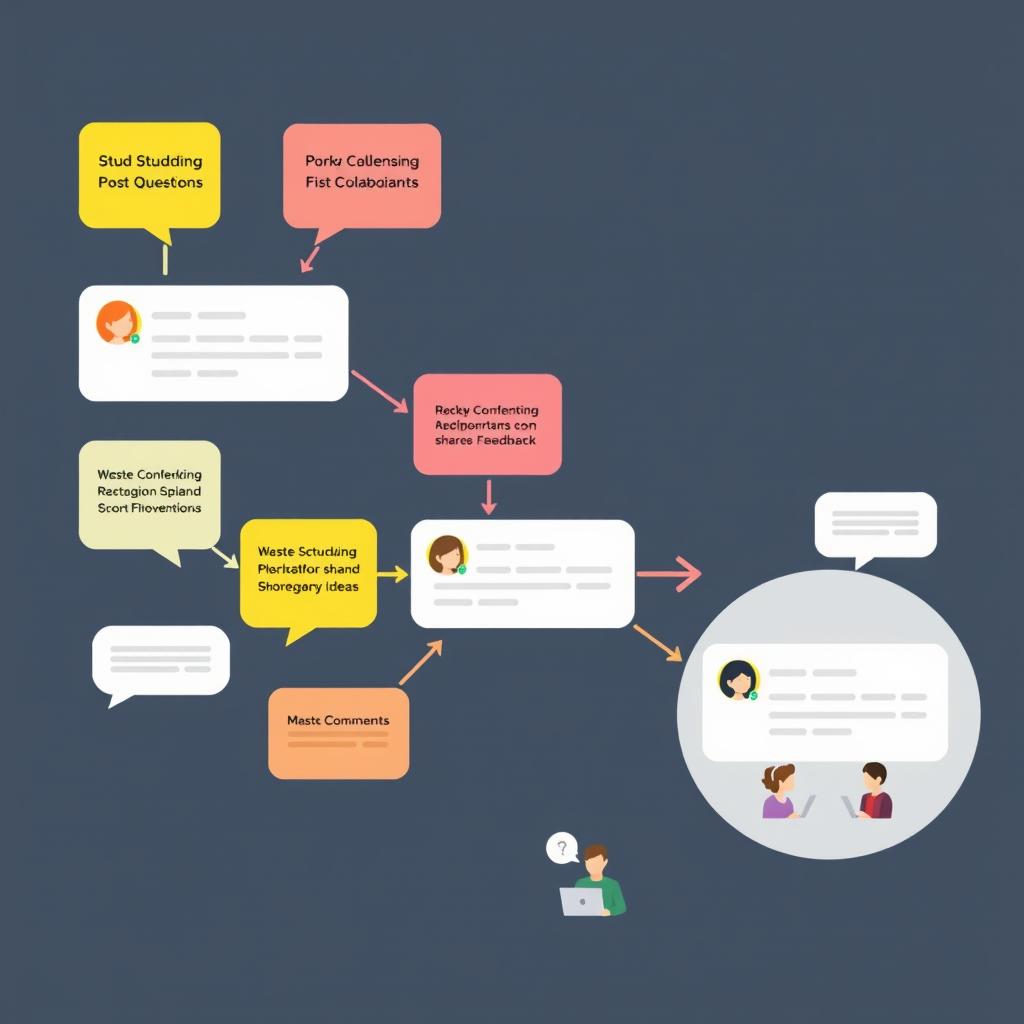 A detailed diagram illustrating the flow of interaction in an online collaboration environment