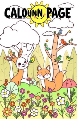 A vibrant and engaging coloring page designed for children, featuring a whimsical forest scene