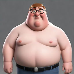 A realistic version of Peter Griffin from Family Guy, maintaining distinctive features but translated into an authentic human representation