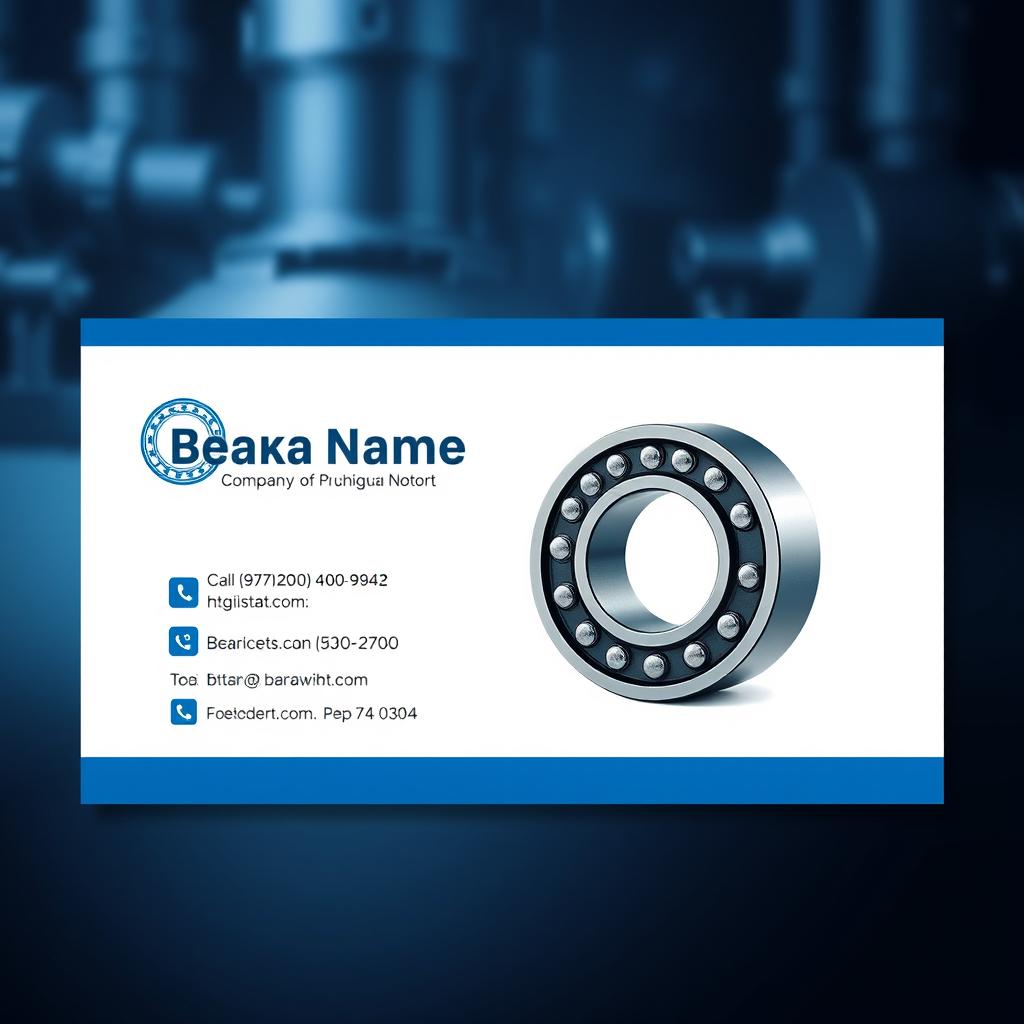 Design a business card for a bearing company that prominently features a symbol of a bearing