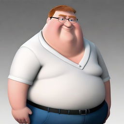 A realistic version of Peter Griffin from Family Guy, maintaining distinctive features but translated into an authentic human representation