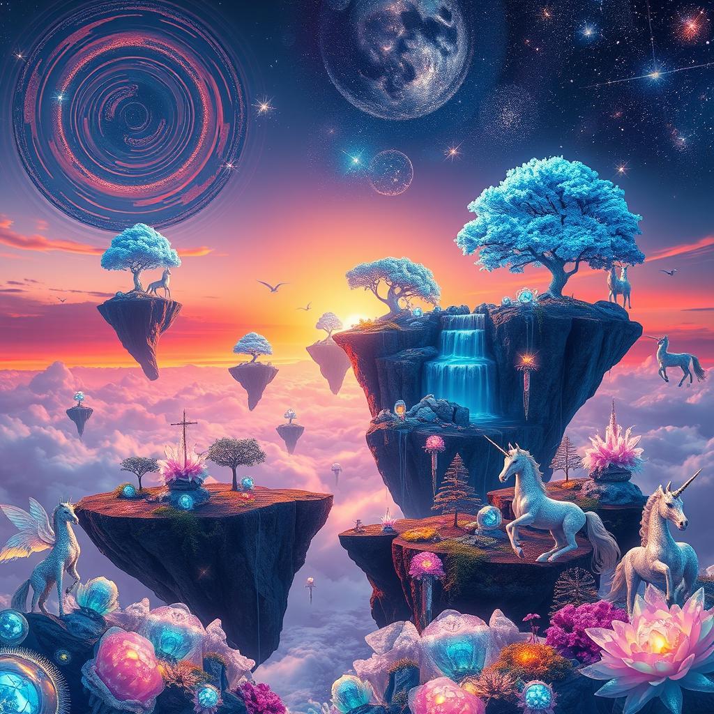 A surreal representation of a parallel universe where the laws of physics are altered