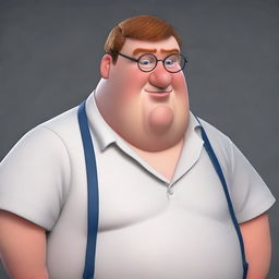 A realistic version of Peter Griffin from Family Guy, maintaining distinctive features but translated into an authentic human representation