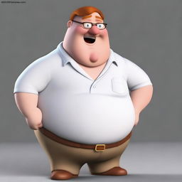 Transform the realistic version of Peter Griffin into a live action character, with natural appearance and movements