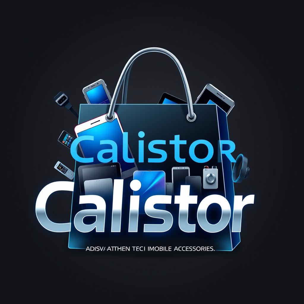 A stylish bag craft design for a technology and mobile accessories store named 'Calistor'