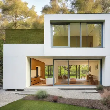 The modernist house featured amygdaliform windows that added a unique touch to the design.