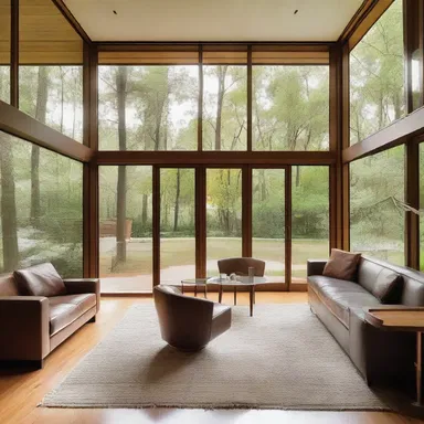 The modernist house featured amygdaliform windows that added a unique touch to the design.