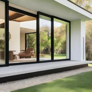 The modernist house featured amygdaliform windows that added a unique touch to the design.