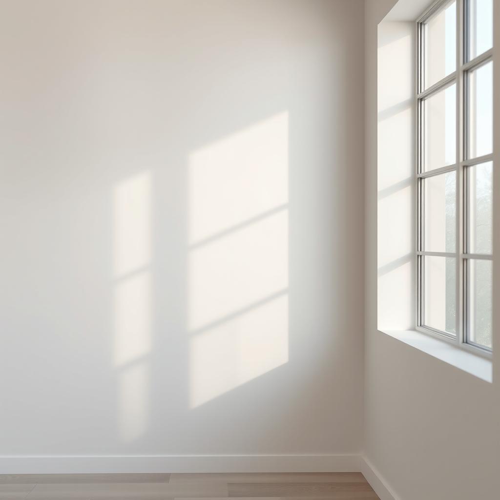 A serene, beautifully lit indoor setting featuring a smooth wall as the background, inspired by a subtle color palette that suggests tranquility