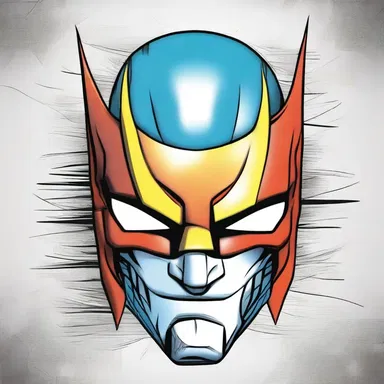 The comic book artist skillfully illustrated the hero's amygdaliform mask, adding depth and character to the artwork.