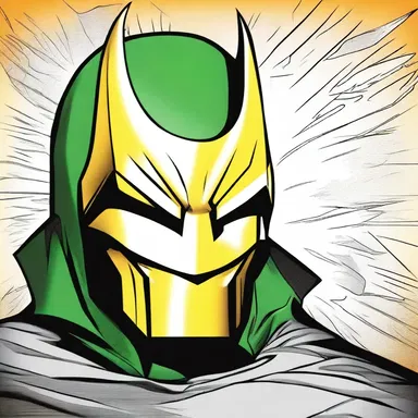 The comic book artist skillfully illustrated the hero's amygdaliform mask, adding depth and character to the artwork.