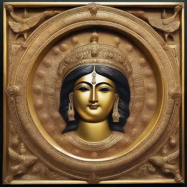 The religious iconography showcased the deity with an amygdaliform halo surrounding their head, representing their divine presence.