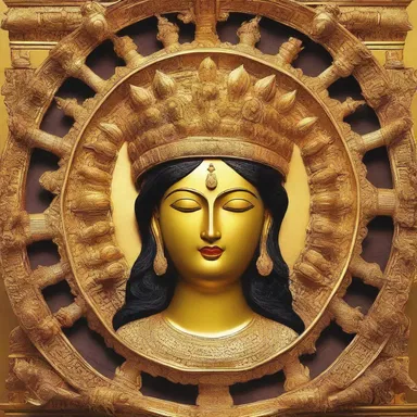 The religious iconography showcased the deity with an amygdaliform halo surrounding their head, representing their divine presence.