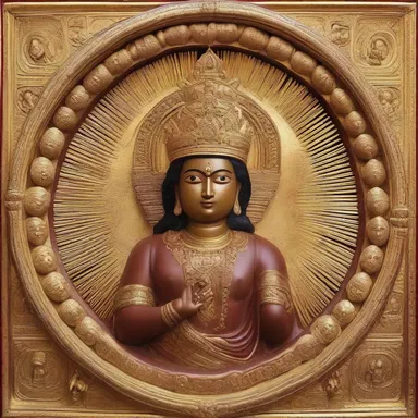 The religious iconography showcased the deity with an amygdaliform halo surrounding their head, representing their divine presence.