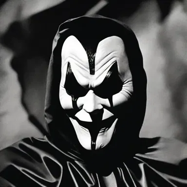 The horror movie villain had an amygdaliform mask, enhancing the eerie and unsettling atmosphere of the film.