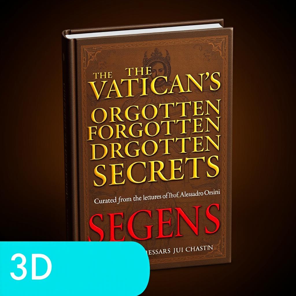 A photorealistic 3D book cover for 'The Vatican's Forgotten Secrets' with the subtitle 'Curated from the lectures of Prof