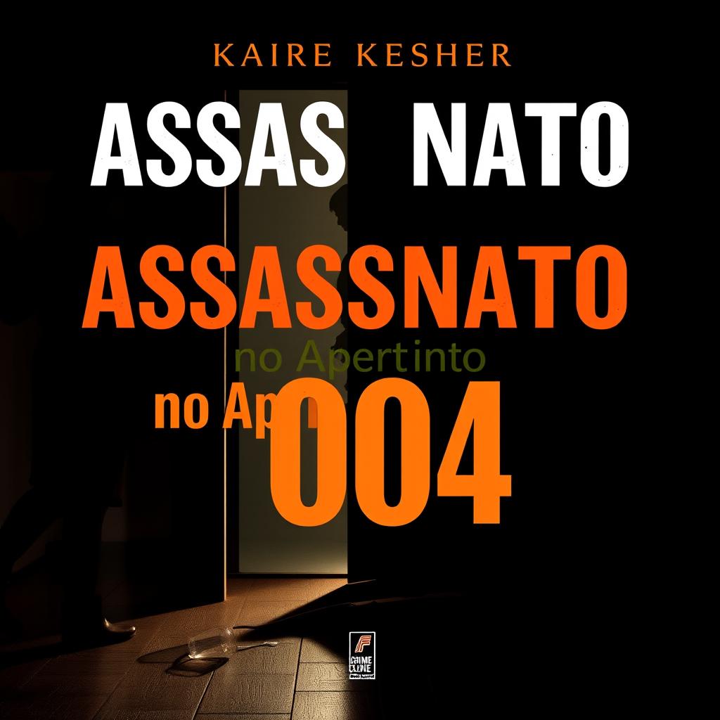 A book cover design featuring the title "Assassinato no Apartamento 004" in bold, striking typography