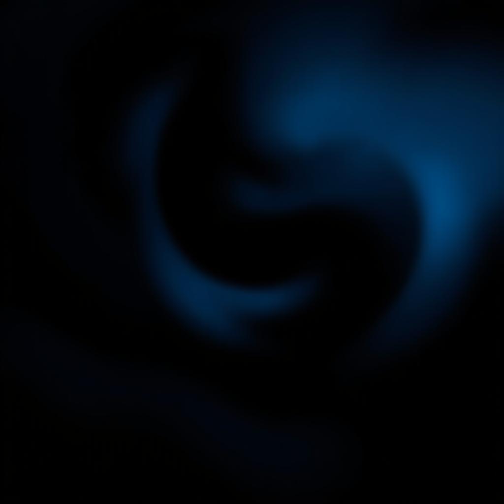 A dark, blurred abstract image with swirling shades of deep blue and black
