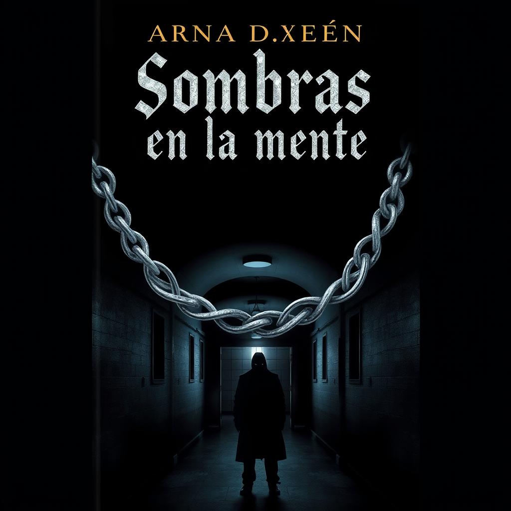 A dark and haunting book cover design featuring an eerie, close-up image of a silver necklace with intricate, twisting patterns that glimmer ominously against a black background