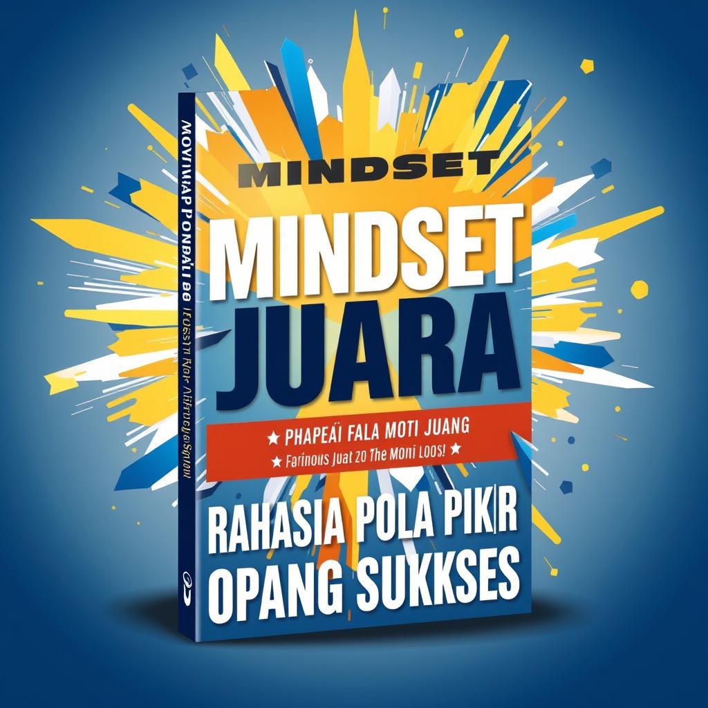 An eye-catching ebook cover design titled 'Mindset Juara: Rahasia Pola Pikir Orang Sukses'