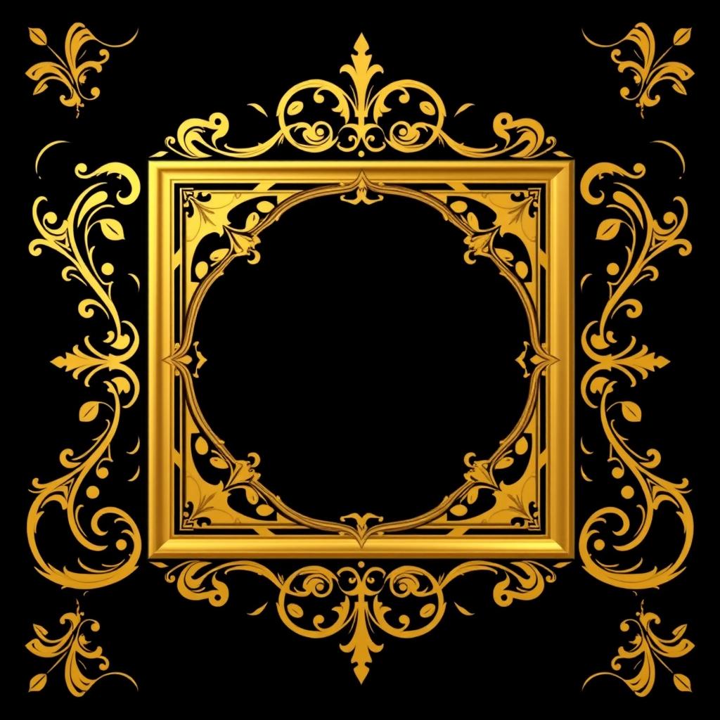 A luxurious, elegant online page framed in a striking combination of gold and black