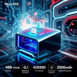 A futuristic poster design of an imaginary advanced computer