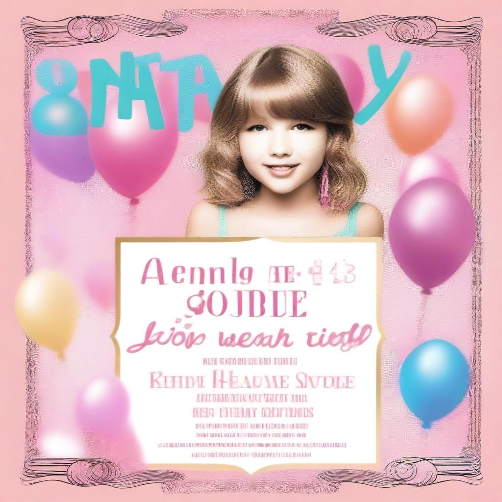 A premium quality digital art image illustrating a birthday invitation for a nine-year-old girl's party