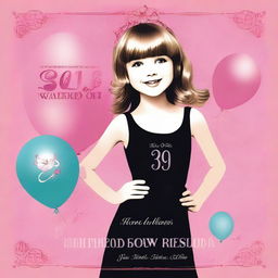 A premium quality digital art image illustrating a birthday invitation for a nine-year-old girl's party