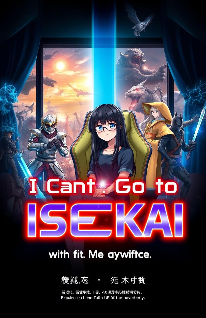 A dynamic and captivating novel cover featuring Mirai Ichinose, a girl with long black hair and glasses, sitting in a gaming chair in a dark room illuminated by a holographic screen