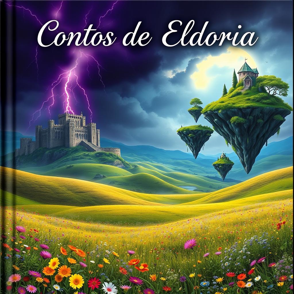 A captivating book cover titled 'Contos de Eldoria'